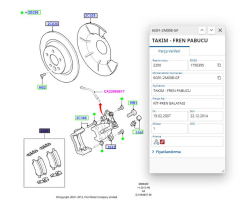 Disk Balata Arka Elektrikli  Mondeo 07 Galaxy Kuga Smax  ( KAB2449616914 - 6G912M008FA - ME6G9J2M008FB )