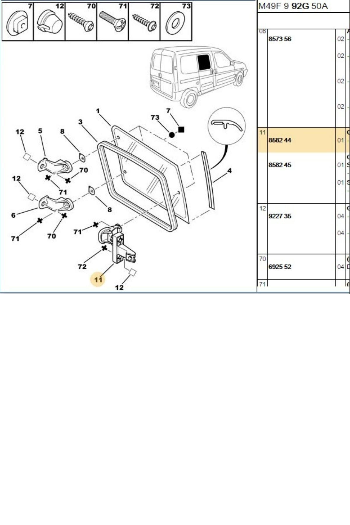 Partnar 627 Sürgülü Kapı Cam Menteşesi Partner DW8 (858244)
