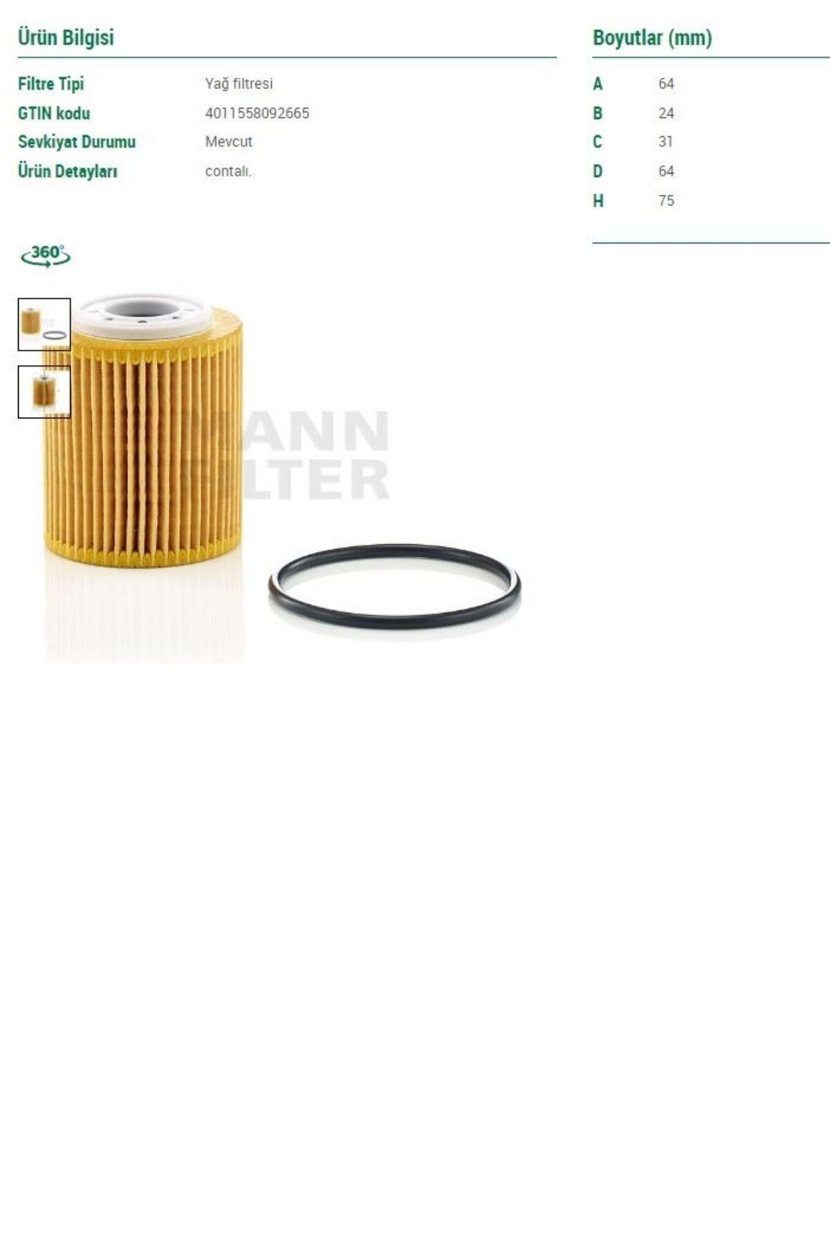 Yağ Filtresi 208 301 308 Partner Berlingo (MU7032Z-1624797780-026407299-1680682480)