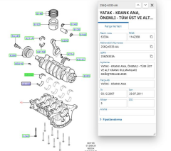 Ana Yatak Takım  1.5 1.6 D  Courier Focus Fiesta 206 207 208 307 308 2008 3008 Partner C2 C3 C4 Berlingo  ( GLYH10665STD   - 2S6Q6333AA  )